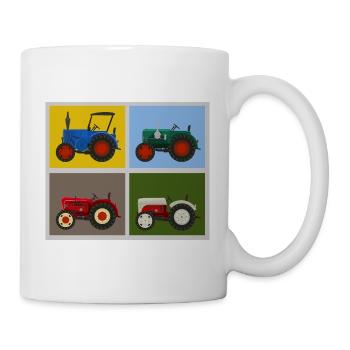 Retro Oldtimer-Traktoren Quartett - Tasse - Weiß - Rechts