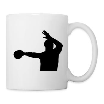 Handballspieler Sprungwurf Design Shirt - Tasse - Weiß - Rechts