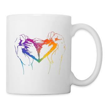 Heart ripped apart in rainbow colors for pride - Tasse - Weiß - Rechts