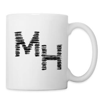 monogramme abstrait peint à la main, lettres M H - Mug blanc - blanc - Droite