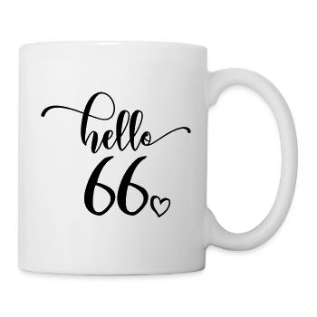 Hello 66 - Cute 66th Birthday Gift For Women - Mug - white - Right