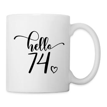 Hello 74 - Mignon cadeau de 74e anniversaire, 74 ans - Mug blanc - blanc - Droite