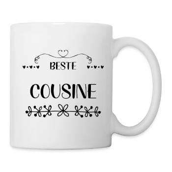 Beste Cousine Herzen & Blüten - Tasse - Weiß - Rechts