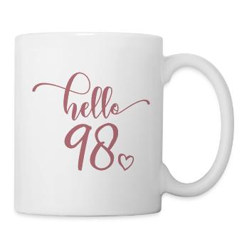 Hello 98 - Cute 98th Birthday Gift, 98 Years Old - Mug - white - Right