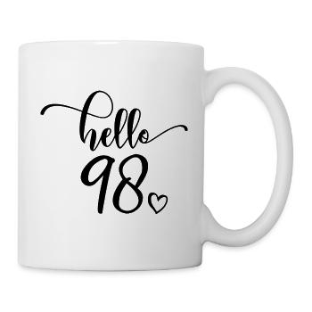 Hello 98 - Cute 98th Birthday Gift, 98 Years Old - Mug - white - Right