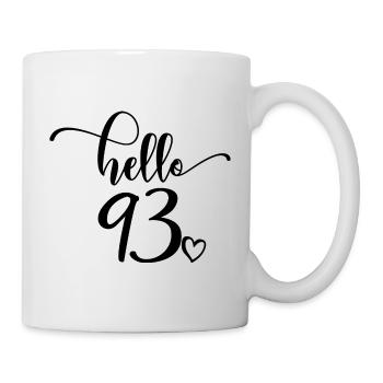 Hello 93 - Cute 93rd Birthday Gift, 93 Years Old - Mug - white - Right