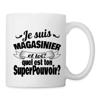 je suis magasinier - Mug blanc - blanc - Droite