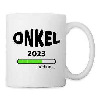 Onkel 2023 Geburt Schwangerschaft Babypinkeln Idee - Tasse - Weiß - Rechts