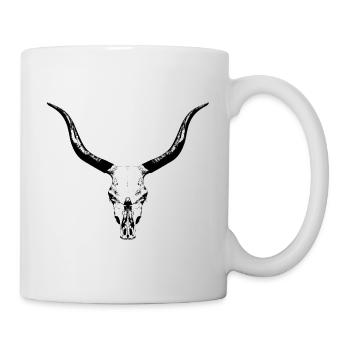 Crâne de bovin / crâne osseux d’un taureau - Mug blanc - blanc - Droite