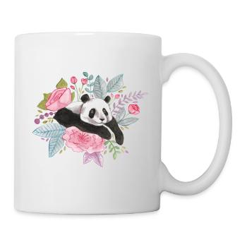 Panda avec fleurs Aquarelle Design Idée Cadeau - Mug blanc - blanc - Droite