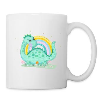 Dinosaurs with rainbows - Mug - white - Right