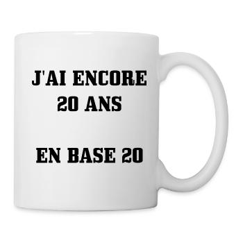 Tee Shirt 40 ans [ 20 ans en base 20 ] - Mug blanc - blanc - Droite