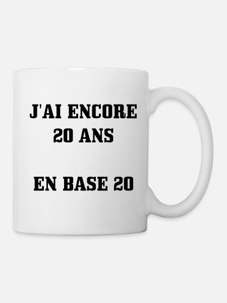 Tee Shirt 40 ans [ 20 ans en base 20 ] - Mug blanc - blanc