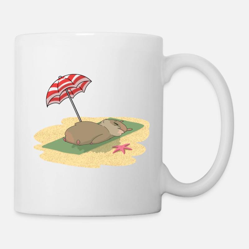 Hamster am Strand Sonnen - Tasse - Weiß