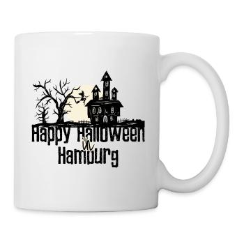 Happy Halloween in Hamburg Stadtnamen Design - Tasse - Weiß - Rechts