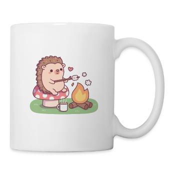 Süßer Igel Toasting Marshmallows am Lagerfeuer - Tasse - Weiß - Rechts