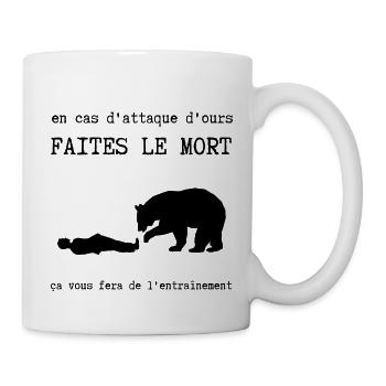 en cas d'attaque d'ours - Mug blanc - blanc - Droite