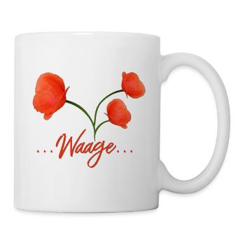 Waage Sternzeichen Waage Libra Mohn Klatschmohn - Tasse - Weiß - Rechts
