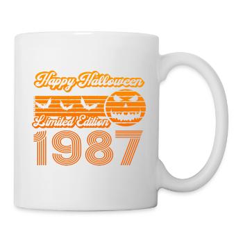 Halloween Kürbis Geburtstag Baujahr 1987 Vintage - Tasse - Weiß - Rechts