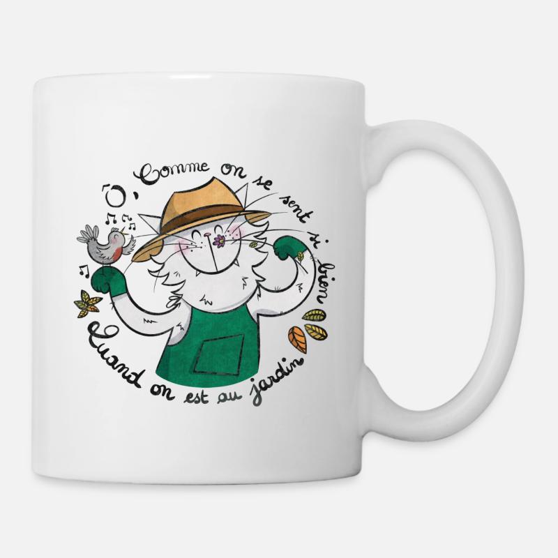 Mrou le Chat Jardinier - Mug blanc - blanc