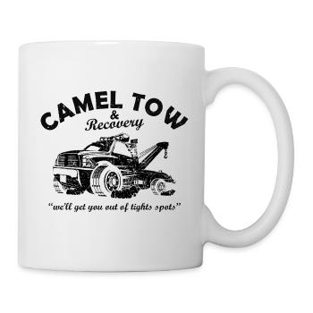 Camel Towing for a Tow Trucker Funny Quote Graphic - Mug - white - Right