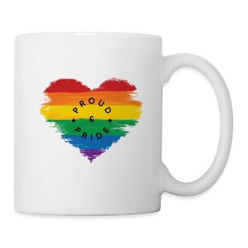 LGBT färbt Herz und Worte stolz und stolz - Tasse - Weiß - Rechts