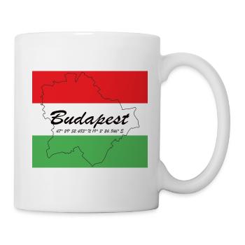 Budapest - Hauptstadt mit GPS-Koordinaten & Flagge - Tasse - Weiß - Rechts