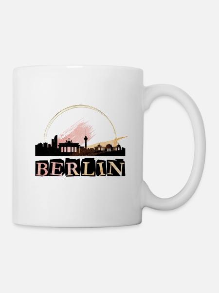 Berlin Deutschland Stadt Skyline Schrift Gold - Tasse - Weiß