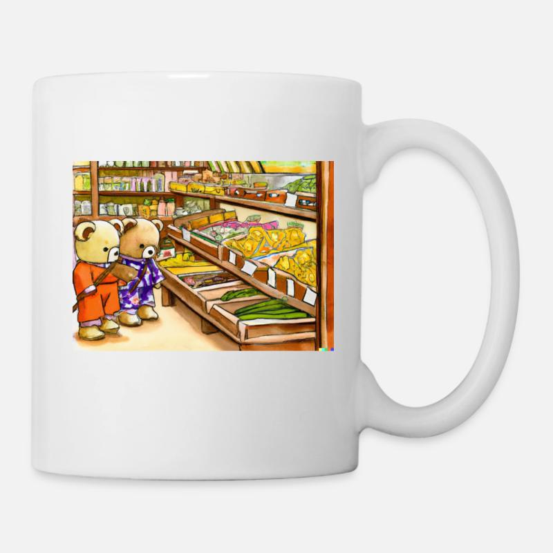 Süße Teddy Bären beim einkaufen. - Tasse - Weiß
