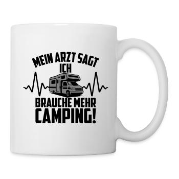 Arzt Camping Herzschlag Wohnwagen | Farben ändern - Tasse - Weiß - Rechts