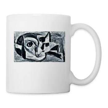 Cat Strong in Black and White - Kunst Fine Art - Mug - white - Right