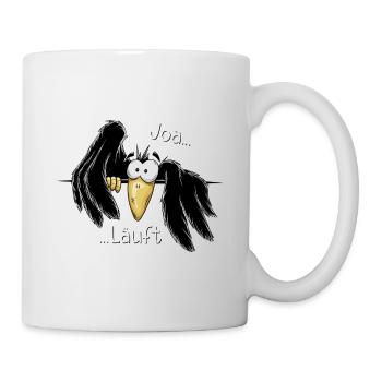 Joa Läuft grummelige Krähe zerzauster Rabe - Tasse - Weiß - Rechts