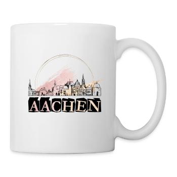 Aachen Deutschland Stadt Skyline Schrift Gold - Tasse - Weiß - Rechts