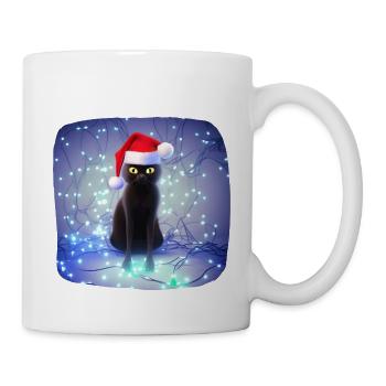 Cat wrapped in Christmas lights - Mug - white - Right