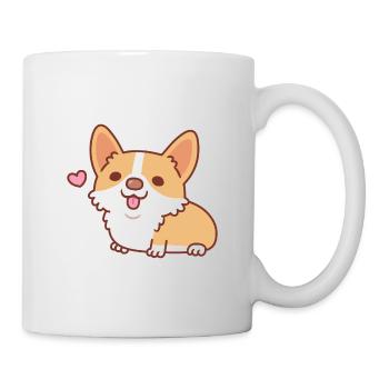 Süßer kleiner Corgi Hund Welpe - Tasse - Weiß - Rechts