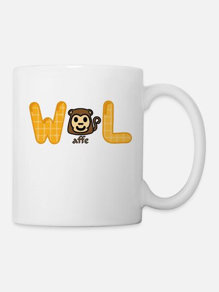Waffel - Affe - Wortspiel - Tasse - Weiß