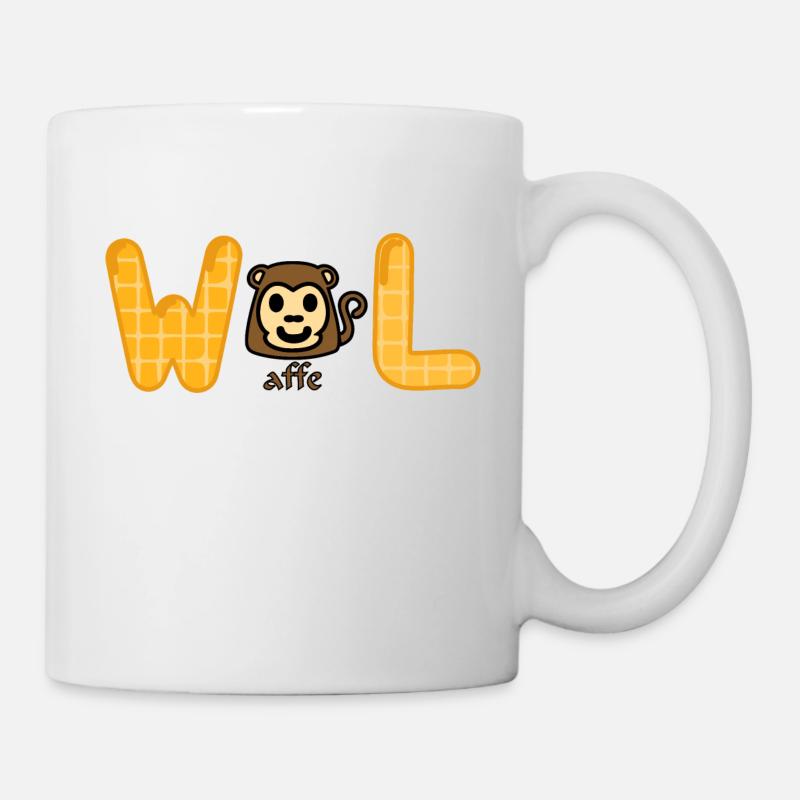 Waffel - Affe - Wortspiel - Tasse - Weiß