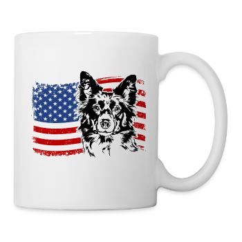 BORDER COLLIE America Flag Dogs Dog Wilsigns - Mug - white - Right