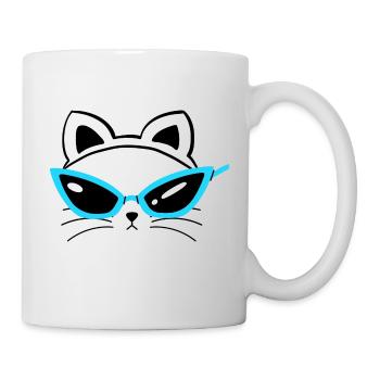 Cool Cat ... Katzen Sonnenbrille Gesicht - Tasse - Weiß - Rechts