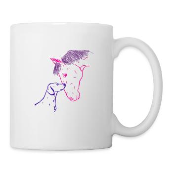 Cheval et chien, rose - Mug blanc - blanc - Droite