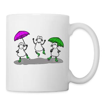 Mouton dansant avec parapluie - Mug blanc - blanc - Droite