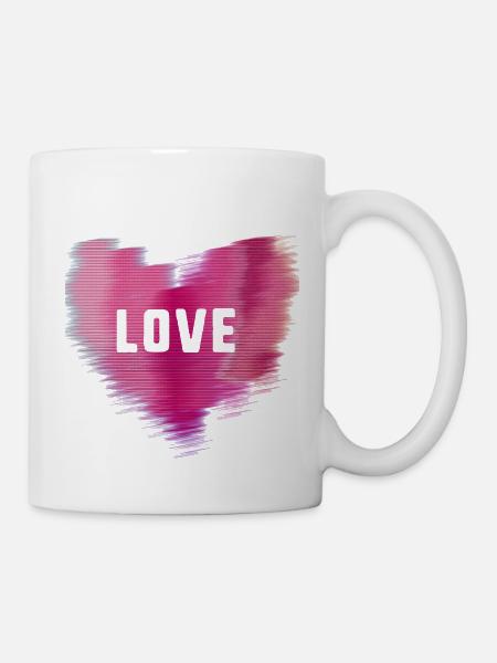herzen,herz,liebe, love,rot, psychedelisch,pink - Tasse - Weiß