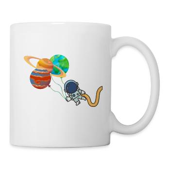 Austronaut mit Planeten - Weltall lustig abheben - Tasse - Weiß - Rechts