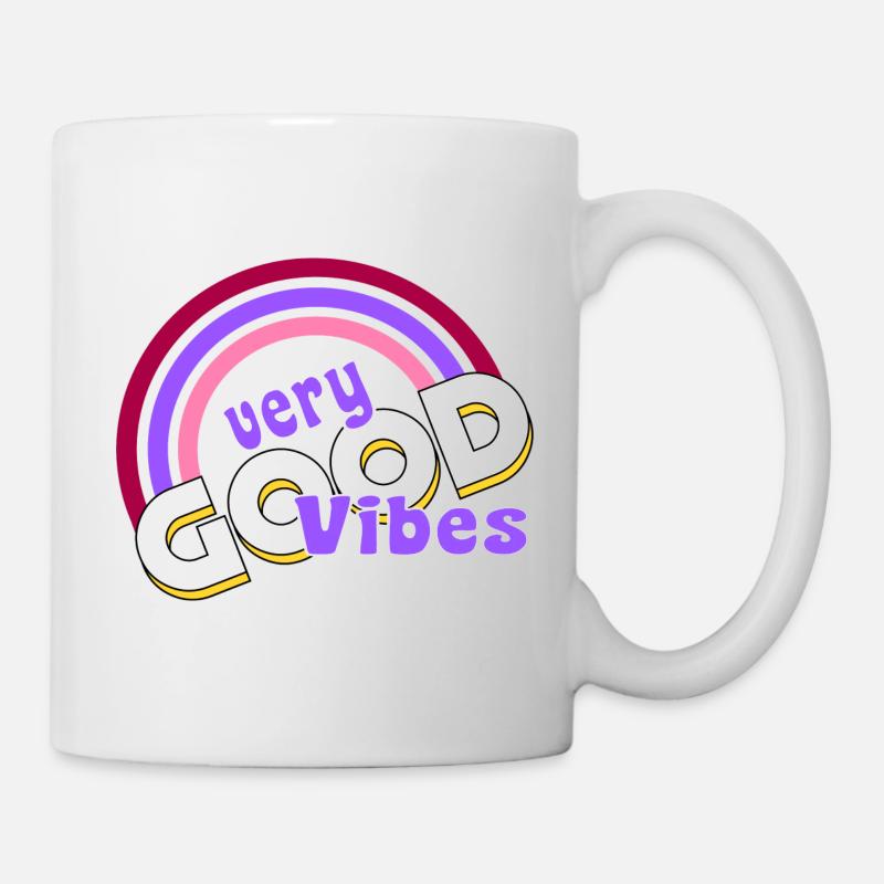 good vibes Regenbogen - Tasse - Weiß