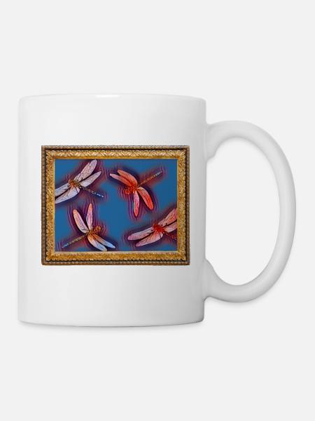 Kunstdruck Art Bilderrahmen Libellen - Tasse - Weiß