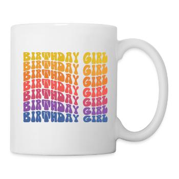 Anniversaire Fille Groovy Vintage Rétro Anniversaire - Mug blanc - blanc - Droite