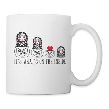 Russische Matrjoschka Puppe Spruch Herz Liebe - Tasse - Weiß - Rechts