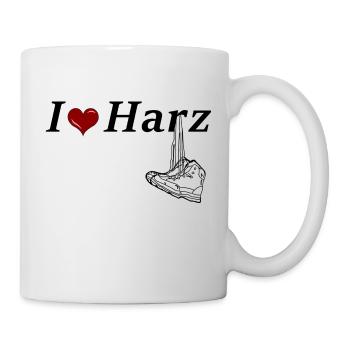 Wanderschuhe mit Spruch und Herz - Tasse - Weiß - Rechts