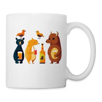 Lustige Waldtiere mit Bier - Party Motiv - Tasse - Weiß - Rechts