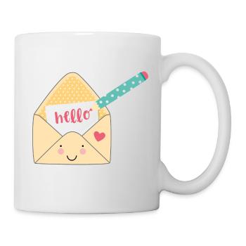 Brief mit Stift - Tasse - Weiß - Rechts
